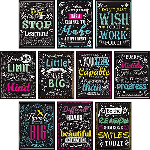 10 Piezas Pósteres Motivacionales de Pared de Aula Pósteres de Citas Inspiradoras Positivas para Estudiantes 12 x 16 Pulgadas Cartulina con Puntos de Pegamento