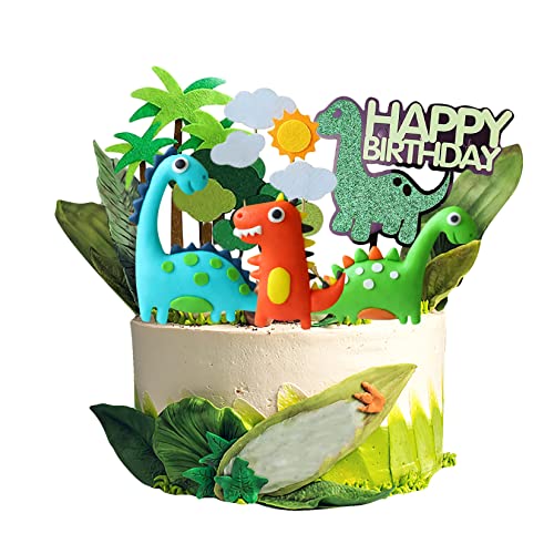13 Piezas de Dinosaurio 3D para Decoración de Tartas,Decoración de Fiestas Temáticas de Dinosaurios Cute Cake Toppers,para Niños Happy Birthday Decoracion Tarta