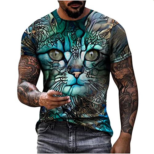 2022 Camiseta Hombre Verano Manga Corta 3D Animal Tigre León Leopardo Impresión Moda Originales Camiseta Casual cómodo Talla Grande T-Shirt Blusas Camisas Camiseta Cuello Redondo básica Suave Tops