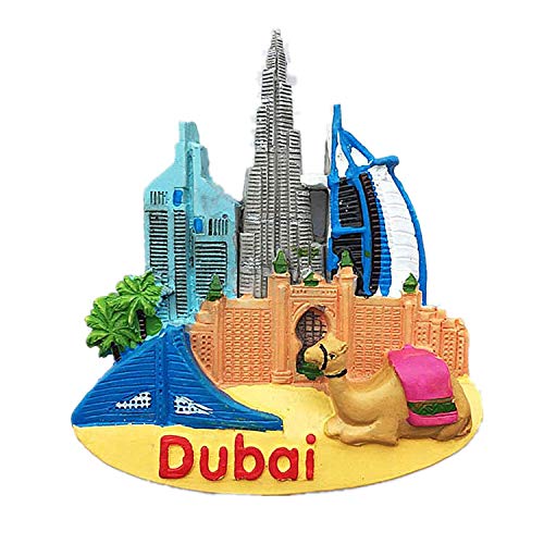3D Burj Al Arab, Burj Khalifa, Atlantis de Dubai imán de nevera, decoración para el hogar y la cocina etiqueta engomada magnética Dubai refrigerador imán viaje recuerdo regalo