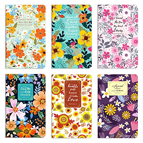 6 paquetes de cuadernos florales con versículos de la Biblia, 80 páginas forradas 40 hojas, 12.7x20.3cm bloc de notas de bolsillo, juego de regalo de arte cristiano, diario de escritura de tapa blanda