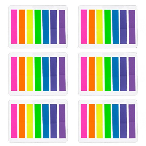 840 Piezas Índices Pequeños Notas Adhesivas Etiquetas Grabable Marcador de Página Tiras de Resaltador de Texto, 8 x 45 mm, 6 Sets, 7 Colores