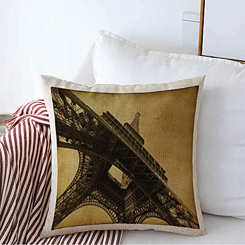 874 Fundas De Almohada De Historia Aire Libre Vntage Eiffel Tour De La Torre Amarilla Vacaciones Francia sobre Vintage París Diseño Antiguo Funda Decorativos De Microfibra Protege 45x45 cm