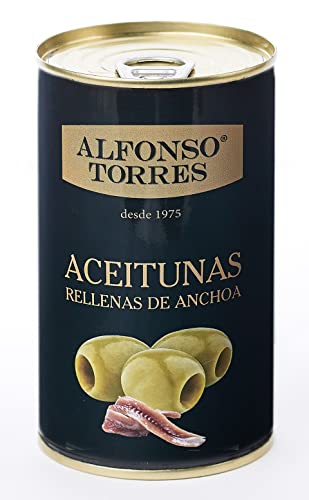 Aceitunas Verde Rellenas de Anchoa. 170 gramos. Alfonso Torres.