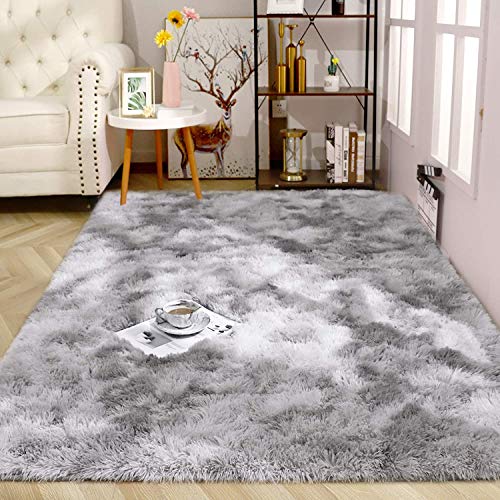 Alfombras ultra suaves para interiores, sala de estar aptas para niños Dormitorio Decoración para el hogar, 60 * 120 cm (Degradado gris claro)