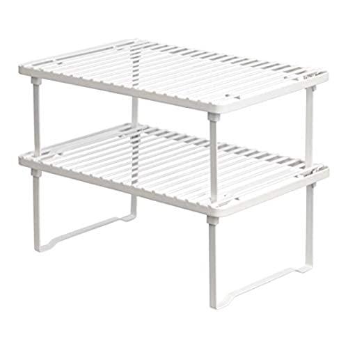 Amazon Basics - Estantes de cocina apilables para almacenaje, Blanco