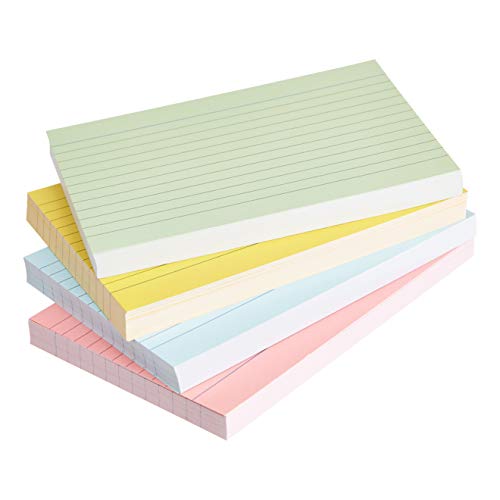 Amazon Basics fichas de cartulina con rayas, tamaño A6, Paquete de 200, Colores surtidos fosforescentes