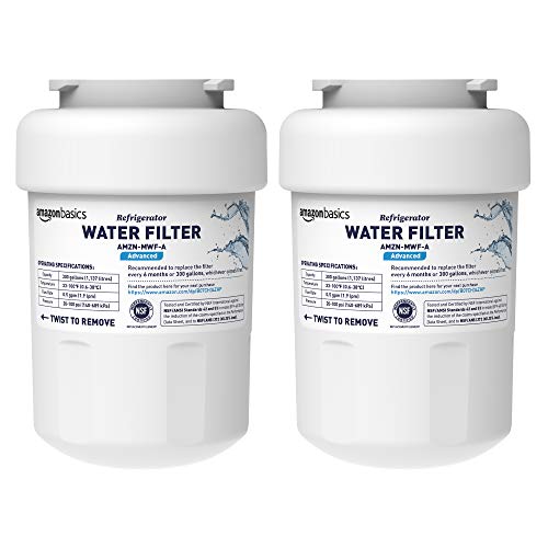 Amazon Basics - Filtro de agua de repuesto para el frigorífico GE MWF - Filtración Avanzada - Paquete de 2