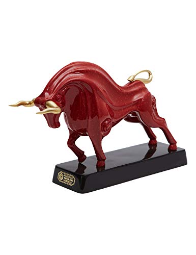 Amoy-Art Escultura Decorativa Toro Bull Figura Estatua Resina Regalo Rojo 31cm