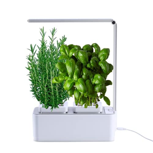 amzWOW Clizia Smart Garden Huerto de Interior, Sistema de Cultivo hidropónico para Cultivar Plantas y Semillas aromaticas - Jardinera de Interior de Hierbas con luz de Crecimiento LED (Blanco)