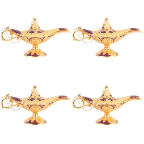 Angoily 4 Piezas Lámpara De Aladino Lámpara De Aceite De Cámara Decoración Coleccionable Árabe Lámpara De Deseos Retro Lámpara De Queroseno Retro Accesorios De Disfraz Árabe Lámpara