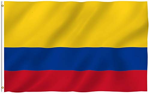 Anley Fly Breeze Bandera de Colombia de 3x5 pies - Color Vivo y Resistente a la decoloración UV - Encabezado de Lona y Doble Costura - Banderas Nacionales Colombianas Poliéster con Arandelas