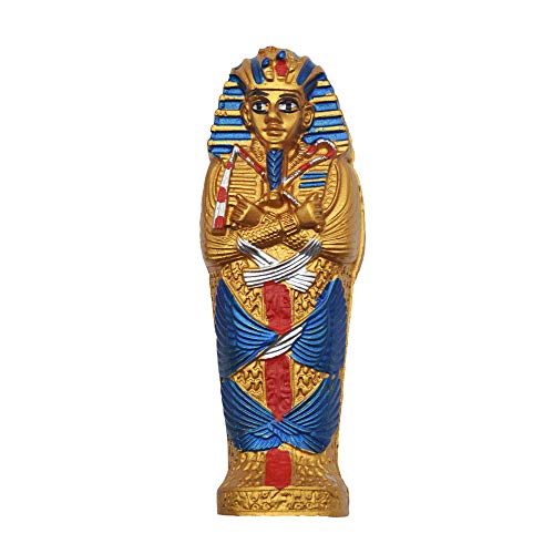 Antiguo Egipto sarcófago con Momia egipcia réplica del faraón Joven Tutankamón Hecho a Mano en Luxor Medidas aproximadas: Largo 18 cm Ancho 6 cm Alto 7 cm Alto(18_cm)