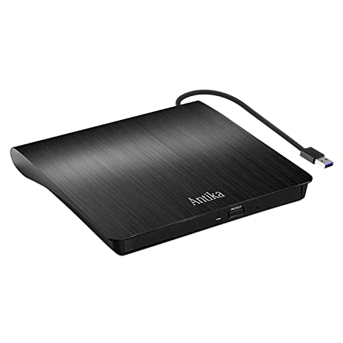 Antika Grabadora de DVD/CD +/-RW, Unidad Externa USB 3.0, Dispositivo Lector de Tarjetas portátil Ultrafino Compatible con Mac/OS/XP/Vista/Win11/Win10/Win8