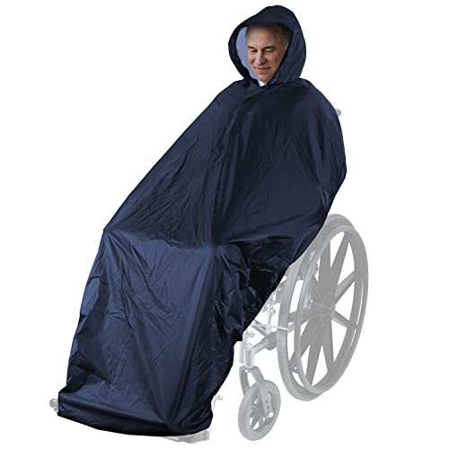 Anyoo Funda Impermeable para Poncho para Silla de Ruedas, Poncho Ligero para Lluvia, Capa Protectora con elásticos Que Proporciona protección Seca para sillas de Ruedas, Azul Oscuro, Talla única