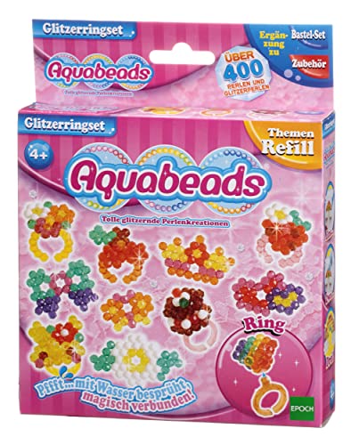Aquabeads- Juguetes de construcción Juego de Anillos de Purpurina, Multicolor, 400 Perlen (Epoch para Imaginar 79928)