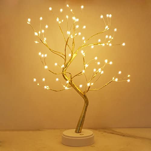 Arbol LED Decorativo, Lámpara de Mesita de Decoración con 108 Luces, Alambre de Cobre Ajustable, Decoración del Hogar, Navidad, CREA un Ambiente Romántico y Cálido