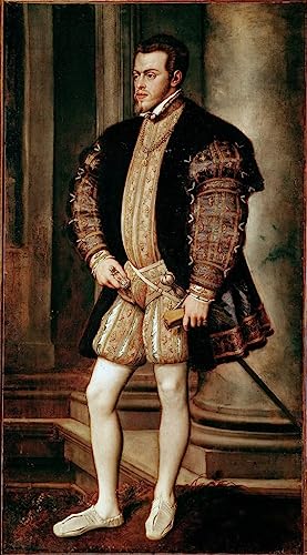 ArmerI Impresiones de Lienzo Pared Lienzo Moderna Pinturas famosas Retrato de Felipe II sobre Carlos V de Tiziano Vecelli para la Decoración del Hogar del Dormitorio 60x90cm