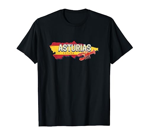 Asturias España Retro Región Mapa Vintage Langosta Souvenir Camiseta