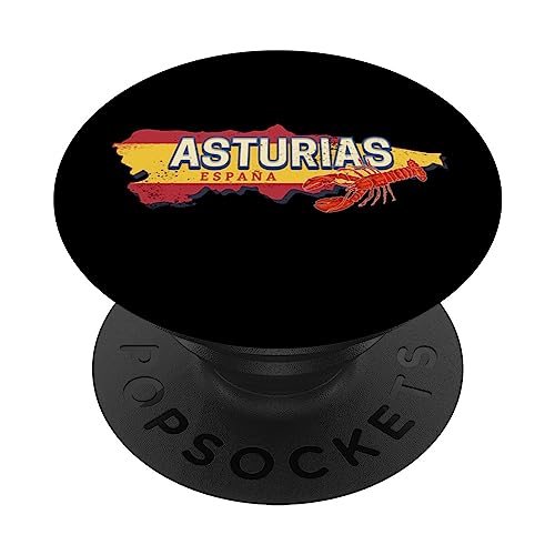 Asturias España Retro Región Mapa Vintage Langosta Souvenir PopSockets PopGrip Intercambiable