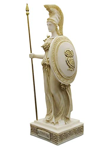 Athena Minerva - Figura de estatua de diosa romana griega pintada a mano, 24,5 cm