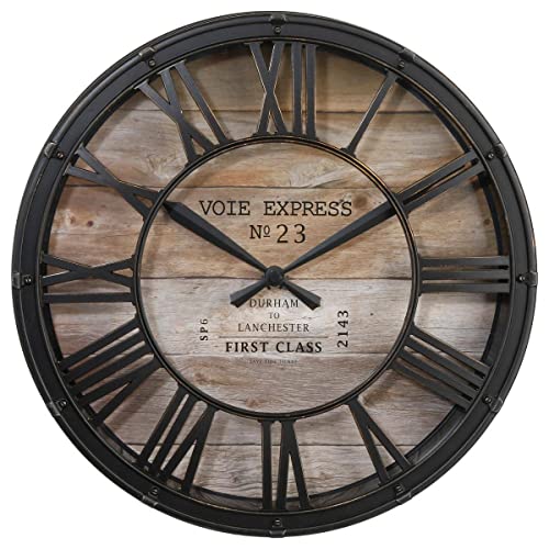 ATMOSPHERA CREATEUR D'INTERIEUR Reloj 'Vintage' - Negro y Madera D. 39 cm