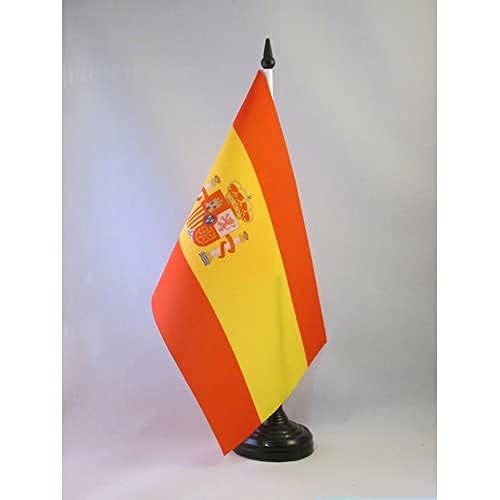 AZ FLAG Bandera de Mesa de ESPAÑA 21x14cm - BANDERINA de DESPACHO ESPAÑOLA 14 x 21 cm