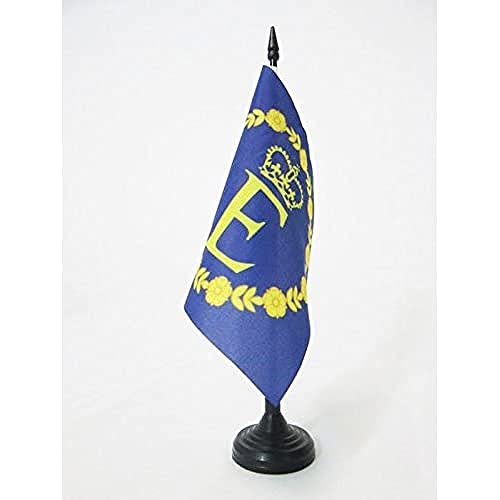 AZ FLAG Bandera de Mesa del ESTANDARTE DE LA Reina Isabel II del Reino Unido 15x15cm - BANDERINA de DESPACHO BRITANICA 15 x 15 cm