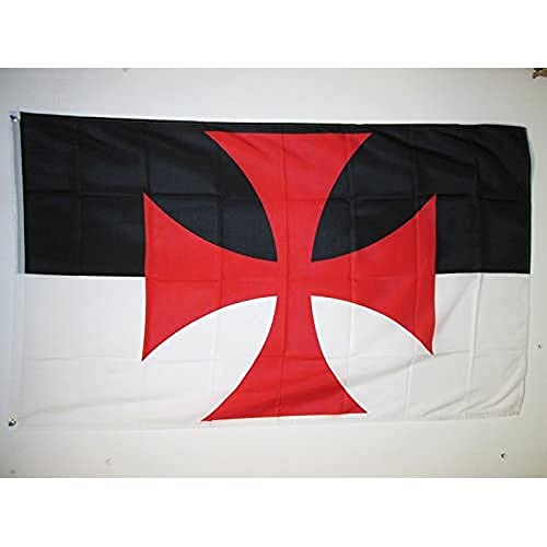 AZ FLAG - Bandera Templarios Baussant - 150x90 cm - Bandera Orden del Temple 100% Poliéster con Ojales de Metal Integrados - 110g - Colores Vivos Y Resistente A La Decoloración