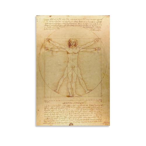 BACION Lienzo Moderno Estirado Leonardo Da Vinci The Vitruvian Man Reproducción De Obras De Arte Sobre Lienzo, Arte De Pared Para Decoración Del Hogar Y El