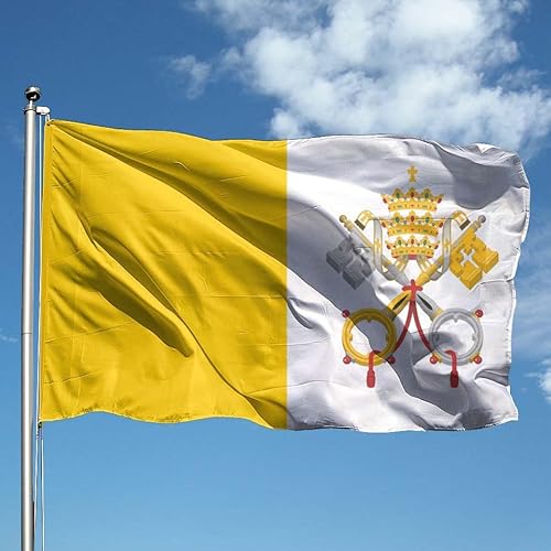 Bandera Ciudad del VATICANO 90 x 150 cm de poliéster, con doble pliegue perimetral y ojal.