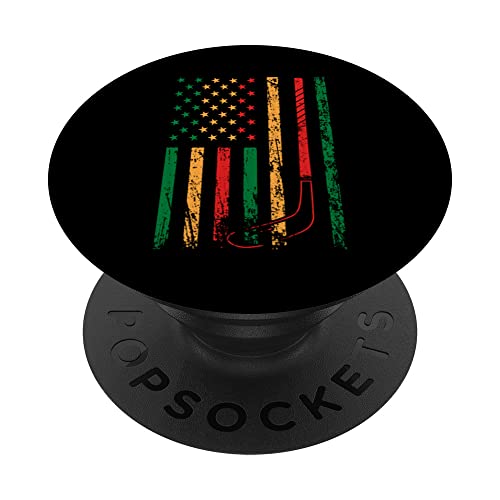 Bandera de los deportes americanos para hockey sobre hielo sobre el mes de la historia negra PopSockets PopGrip Intercambiable