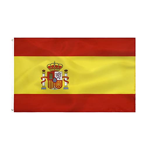 Bandera españa grande para Exterior 90x150cm ，Bandera de España balcón Reforzada y con 2 Ojales metálicos Spanish flag (1)