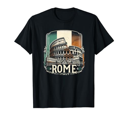 Bandera italiana de Roma con diseño inspirado en el Coliseo Camiseta