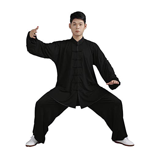 BBLAC 2KEY Artes Marciales Ropa | Unisex Uniforme para Tai Chi y Kung Fu | Tradicional Chino Ropa Está Hecho Leche Seda | Traje Ligero para Meditación y Qigong (A, M)
