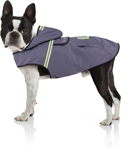 Bella & Balu Chubasquero de Perro - Impermeable para Mascotas con Capucha y reflectores para Proteger a su Perro en Paseos Largos del frío, la Lluvia o la Nieve en épocas frías (S | Gris)