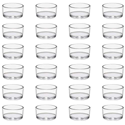 Belle Vous Portavelas Cristal Votivas para Velas de Té (Pack de 24) Candelabros Decorativos de Velas 4,5 cm de Diámetro y 2,5 cm de Alto - Porta Velas Decor del Hogar, Bodas, Fiestas y Poner la Mesa