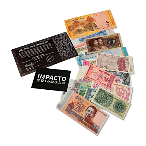 Billetes de Colección - Incluye 25 Billetes auténticos Diferentes - Dinero del Mundo - Coleccionable con Certificado de Autenticidad - Impacto