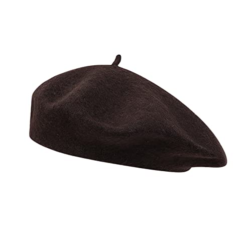 Boina Francesa Mujer Boinas Hombre Verano 56-58 cm Boinas Militares Redondo Boinas Elosegui Vintage Sombreros de Mujer Clásico Francés Artista de Boina Sombrero para Primavera,Otoño e Invierno,café