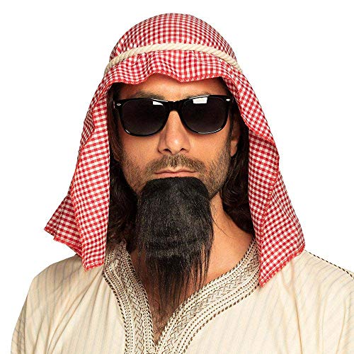 Boland- Set Sheik Scarf+Rope+Glasses+Goatee 81034-Conjunto de Disfraz jeque, pañuelo, Cuerda, Gafas, Barba, árabe, sultán, Fiesta temática, Carnaval, Multicolor, Normal (81034)