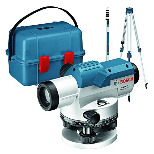 Bosch Professional Nivel Óptico GOL 26 D (aumento 26x, unidad de medida: 360 grados, alcance: hasta 100 m, regla graduada GR 500, trípode BT 160, en maletín de transporte)