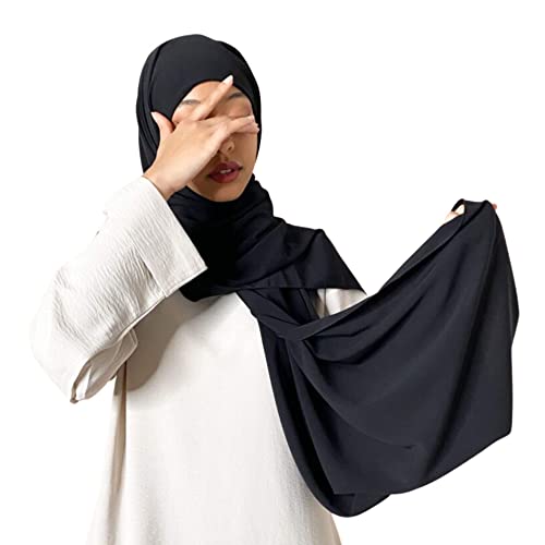 Box for sister Hijab de seda de medina fácil de poner con gorro elástico integrado para mujer musulmana. Velo fácil de poner fabricado en Turquía, Negro , Talla única