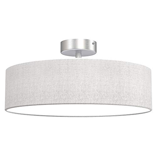 Briloner Leuchten - lámpara de techo, luz de tela, luz de techo 2 x E27 máx. 40 vatios, pantalla de tela, color: blanco satinado, diámetro de 38 cm