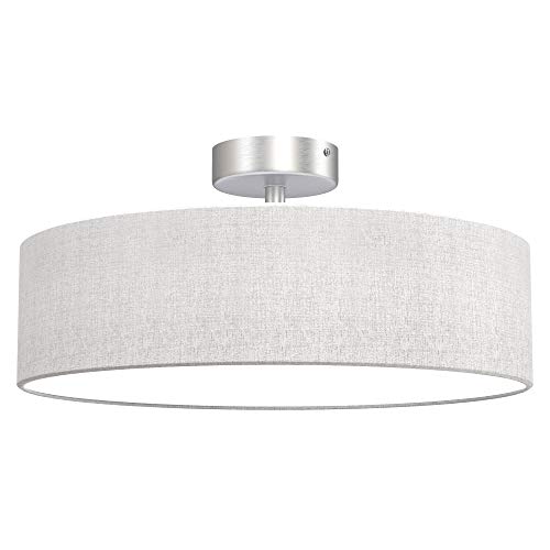 Briloner Leuchten - lámpara de techo, luz de tela, luz de techo 2 x E27 máx. 40 vatios, pantalla de tela, color: blanco satinado, diámetro de 38 cm