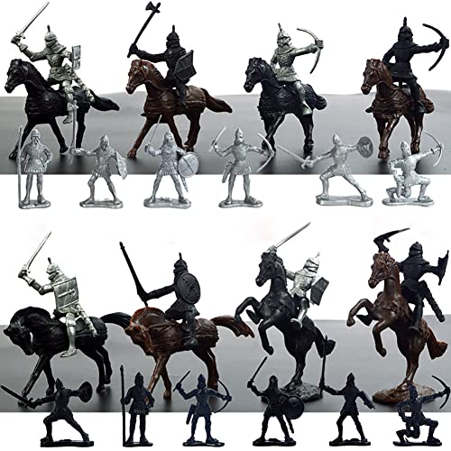 BYNYXI 28 figuras de soldado de juguete medieval, 5 - 7 cm, militares, militares, arcaicos, guerreros arcaicos, cuerpos, soldados, de plástico, para niños y niños, regalo