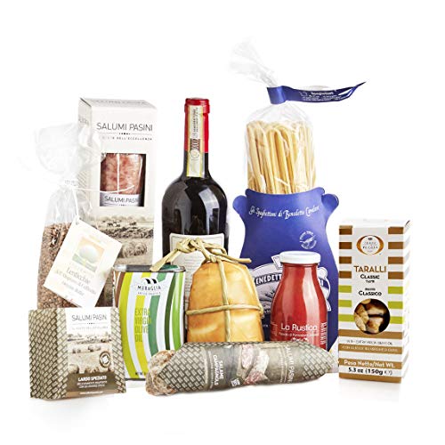 Caja gastronómica "DEGUSTACIONES DE ITALIA", caja de regalo con productos típicos italianos, perfecta para Navidad o cualquier otra ocasión