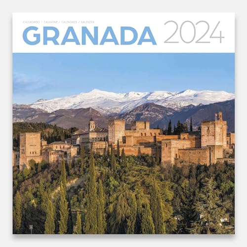 Calendario 2024 Pared Gran Formato GRANADA Y LA ALHAMBRA 30 x 30 cm | Enero a diciembre | Triangle Postals