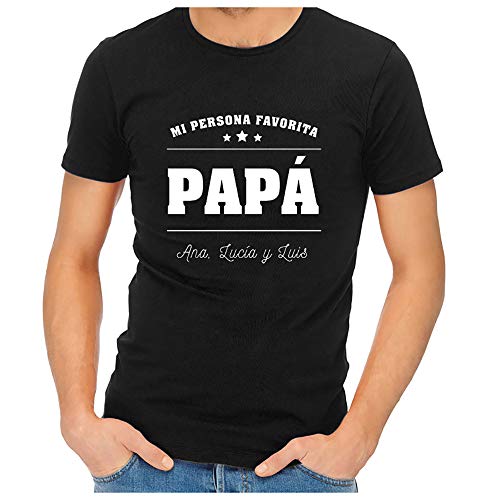 CALLE DEL REGALO Camiseta de Color Negro con la Frase 'Mi Persona Favorita' Personalizado con la dedicatoria Que tú Quieras