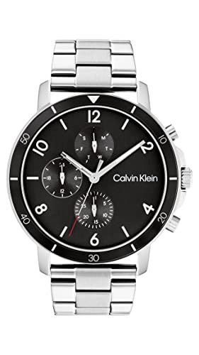 Calvin Klein Reloj Analógico de Cuarzo multifunción para hombre, Plata