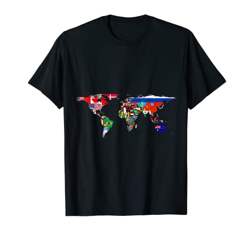 Camiseta Banderas Mapa Mundial Atlas Camiseta